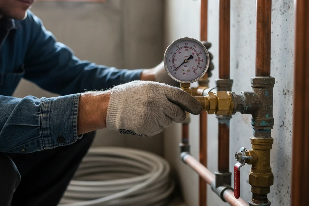 Pressure testing a repaired line during Water Line Repair in Warnock